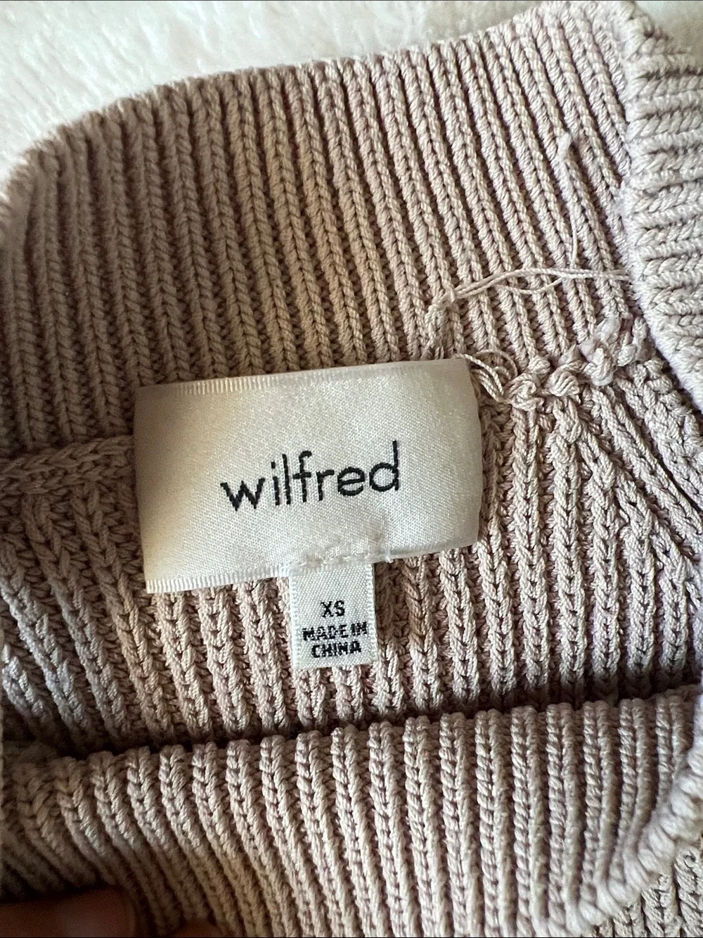 Wilfred sleeveless knit mock neck top in light taupe - Picture 2 of 6